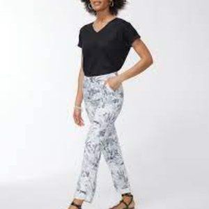 Chico's Linen Blend Palms Rolled Hem Crop Pants Size 16R /3 NWT